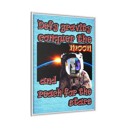defy conquer reach - framed canvas art (faded blue)
