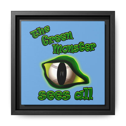 green monster - framed canvas art (light blue)