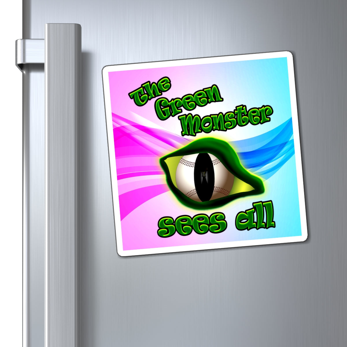 green monster - Magnets - (light blue-pink wave)