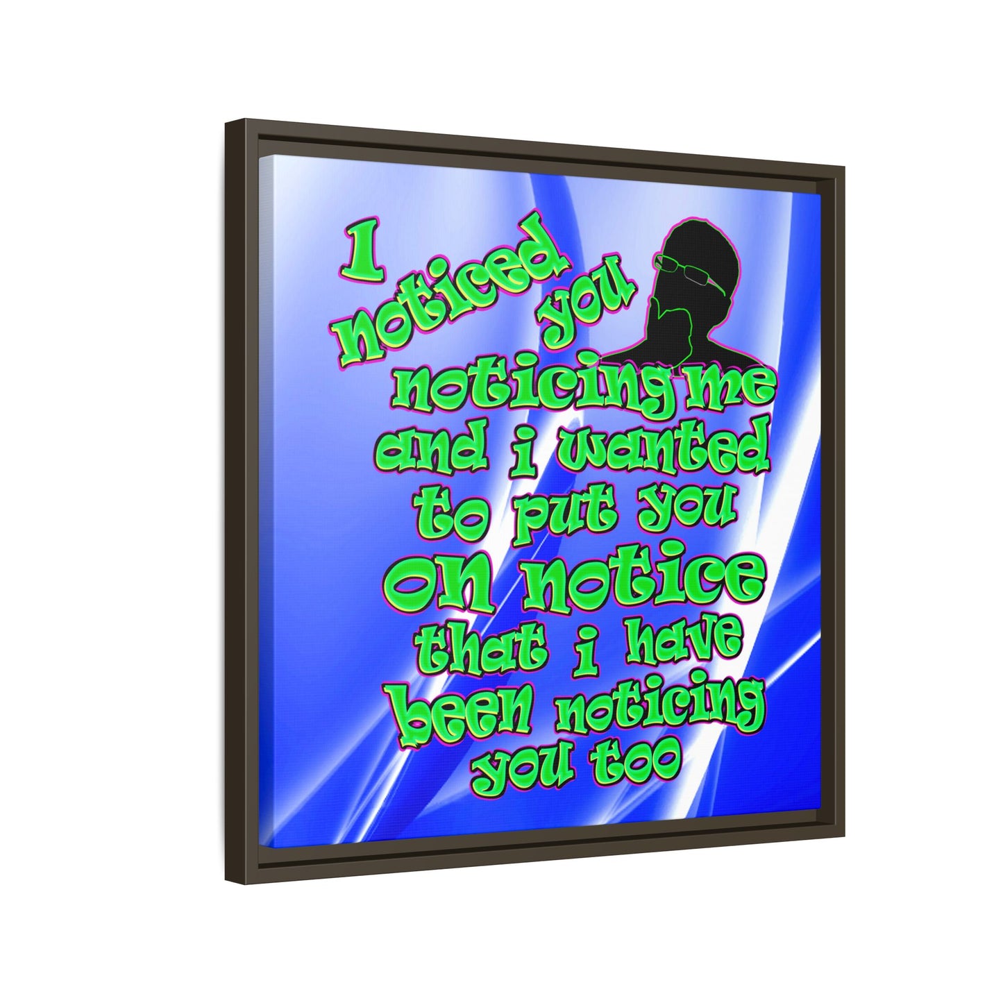 noticed you noticing - framed canvas art (blue-white wave)
