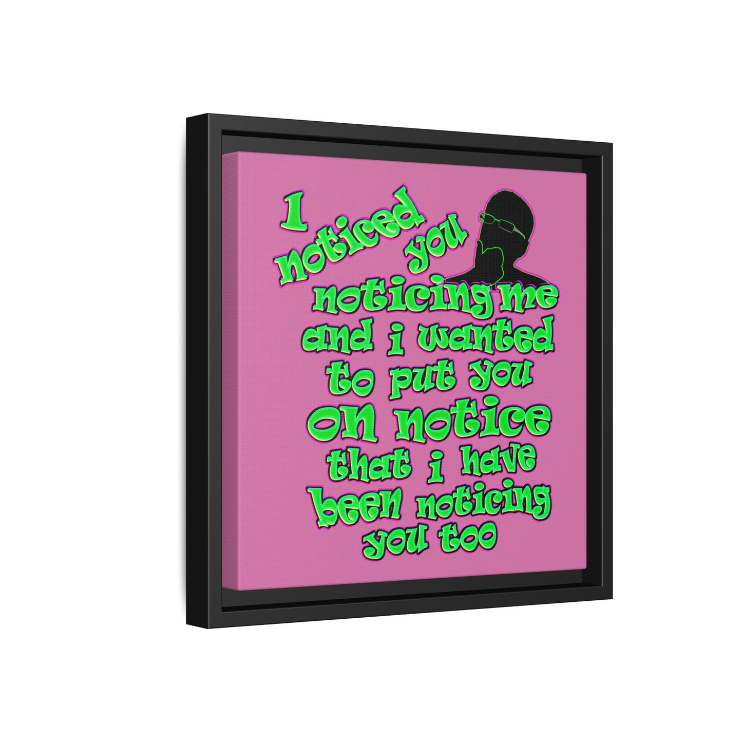 noticed you noticing - framed canvas art (light pink)