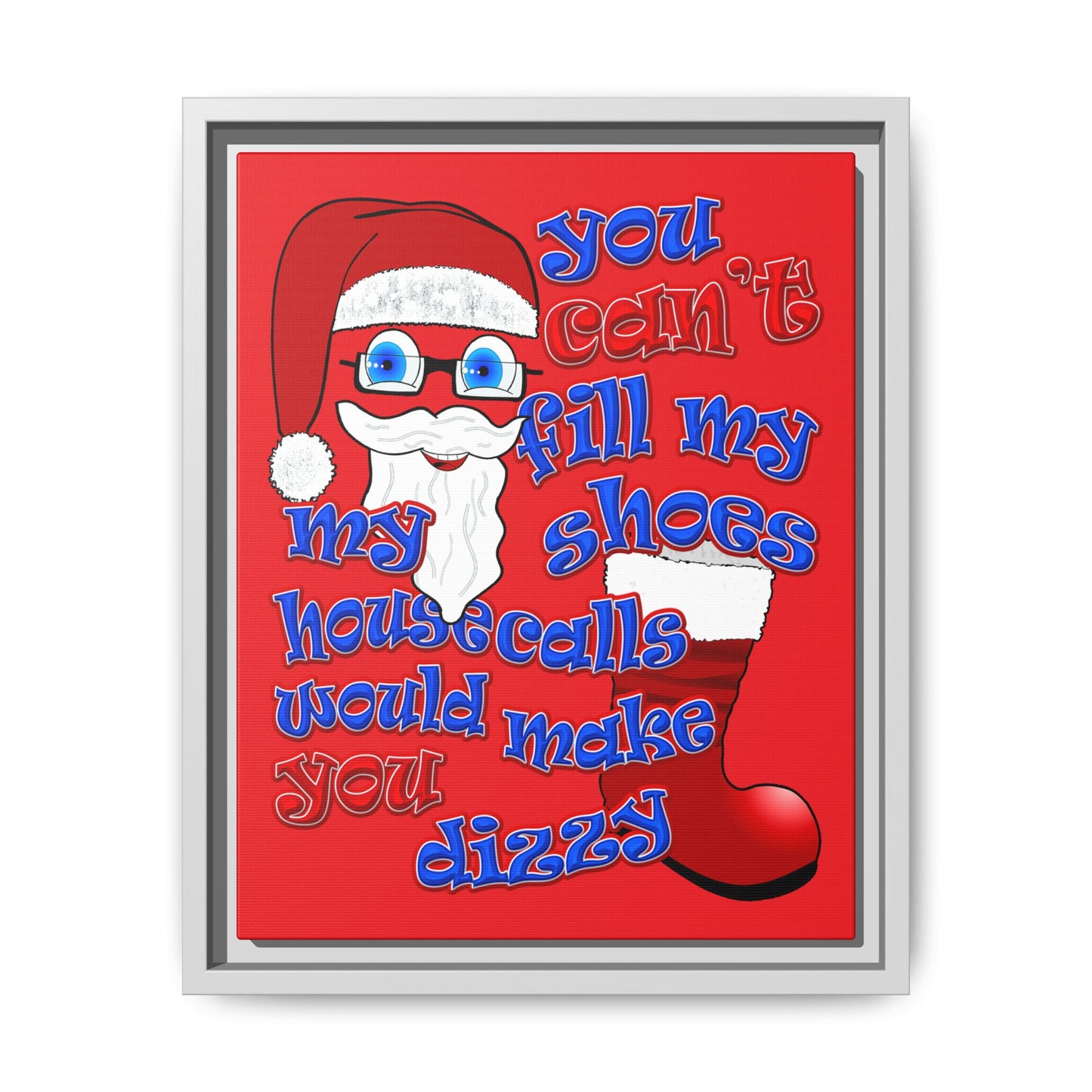 santa's shoes - framed canvas art (red)