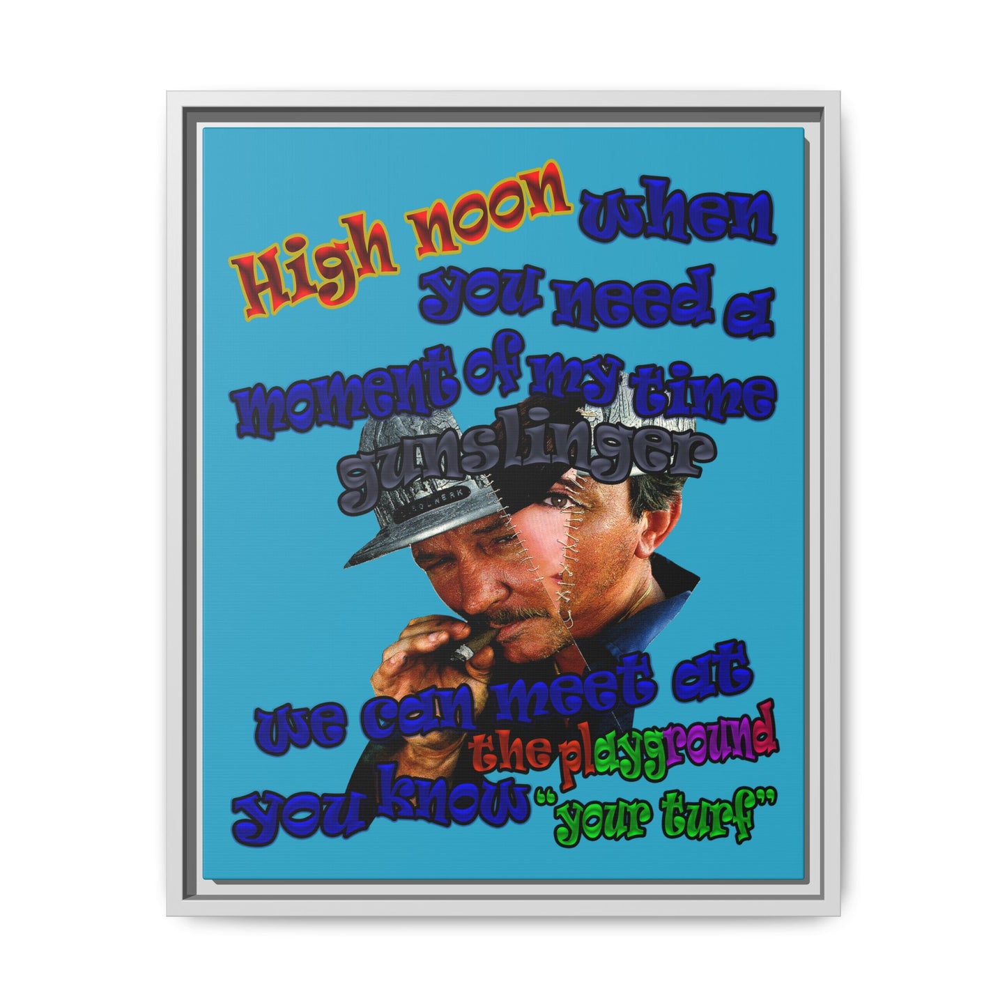 high noon - framed canvas art (turquoise)