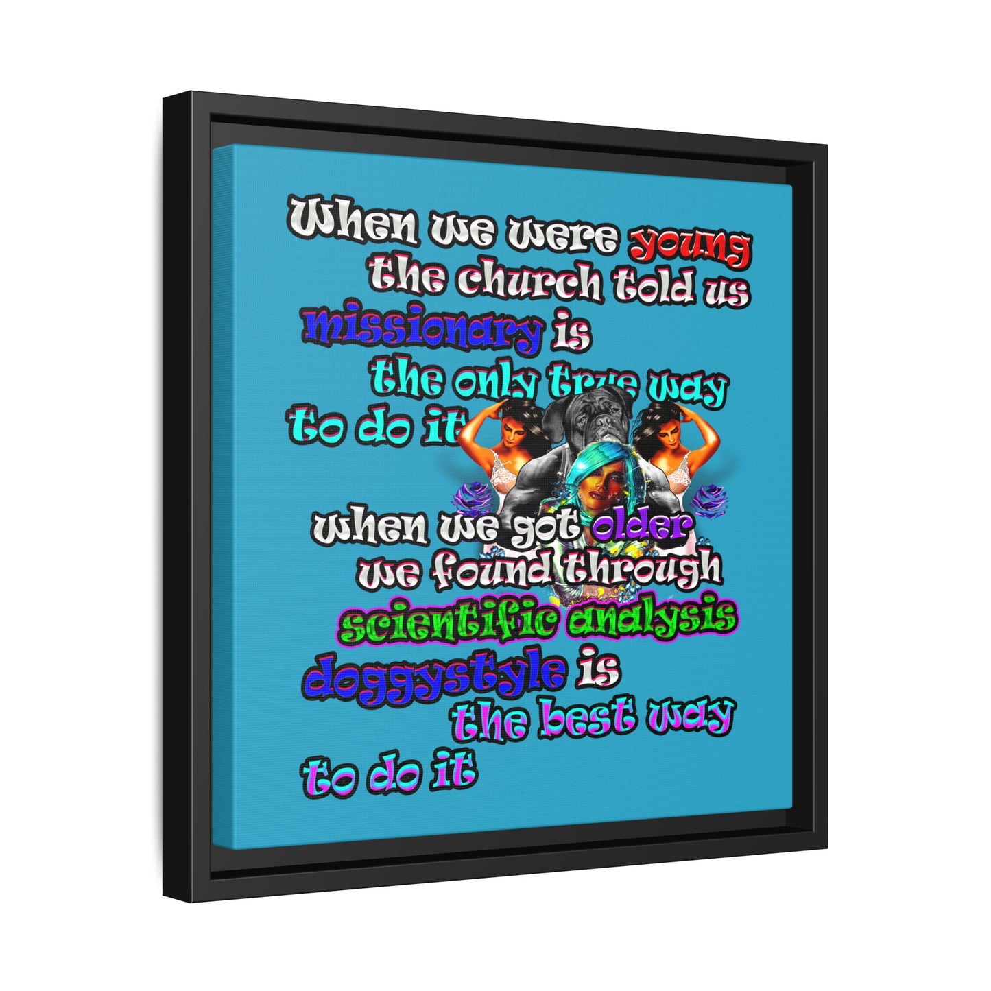 doggystyle - framed canvas art (turquoise)