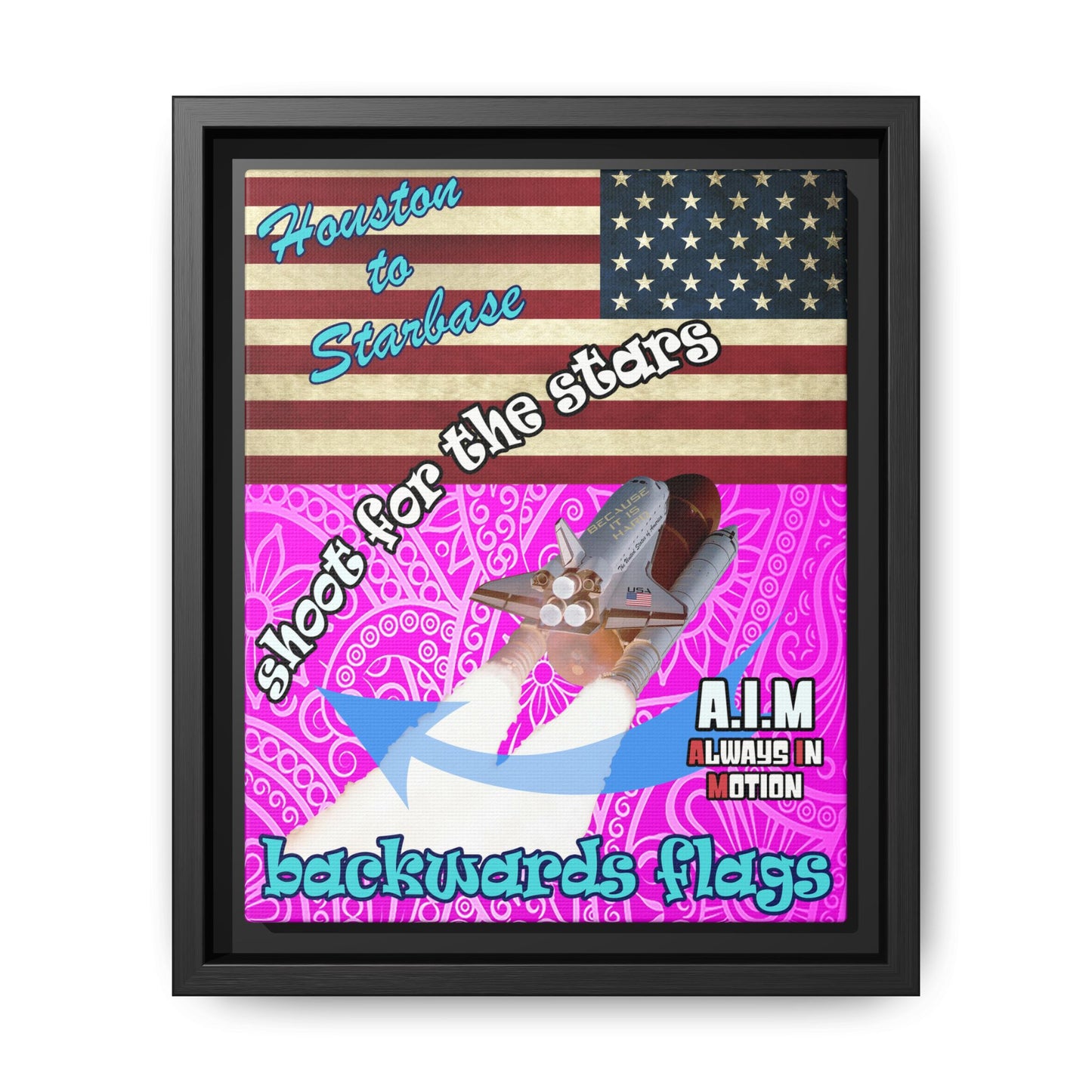 shoot for the stars - framed canvas art (pink swirl)