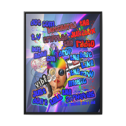drop the beat - framed canvas art (grey-pink wave)