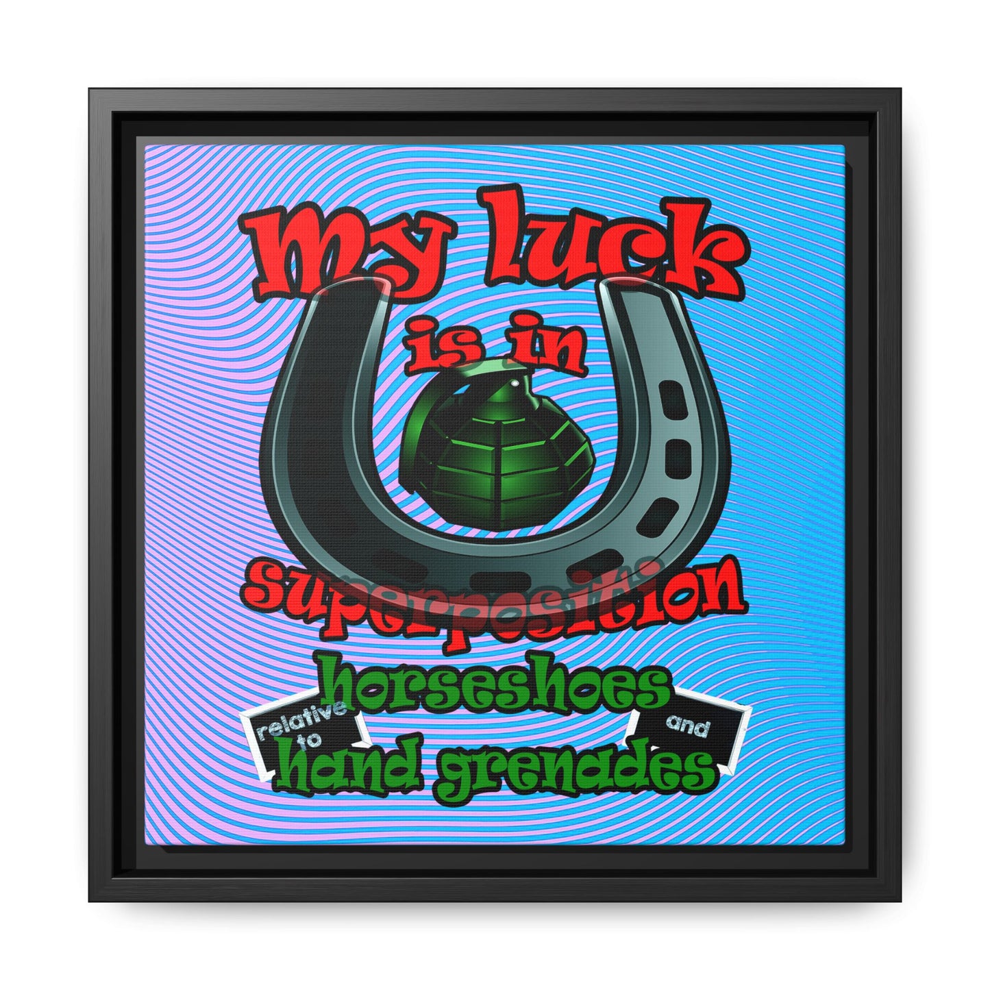 my luck - framed canvas art (light blue-purple wave)