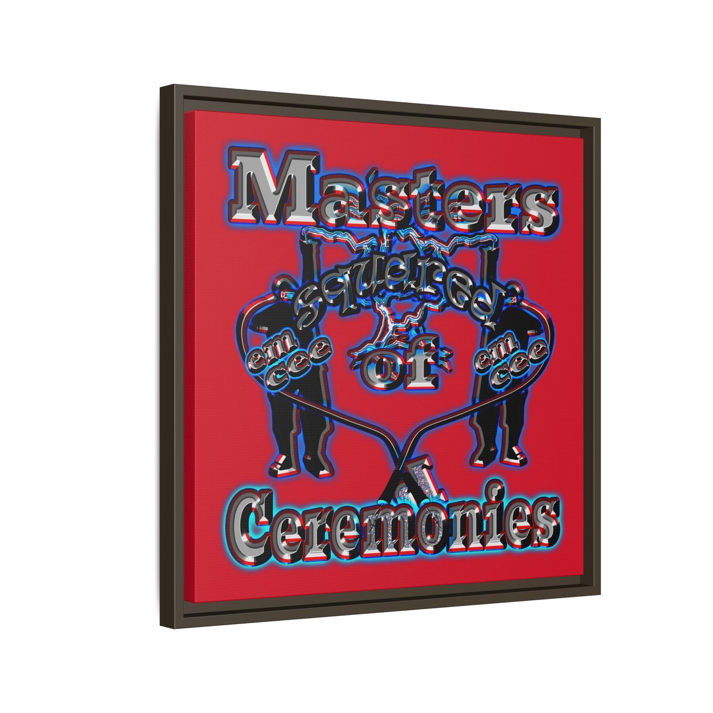 em cee squared - framed canvas art (dark red)