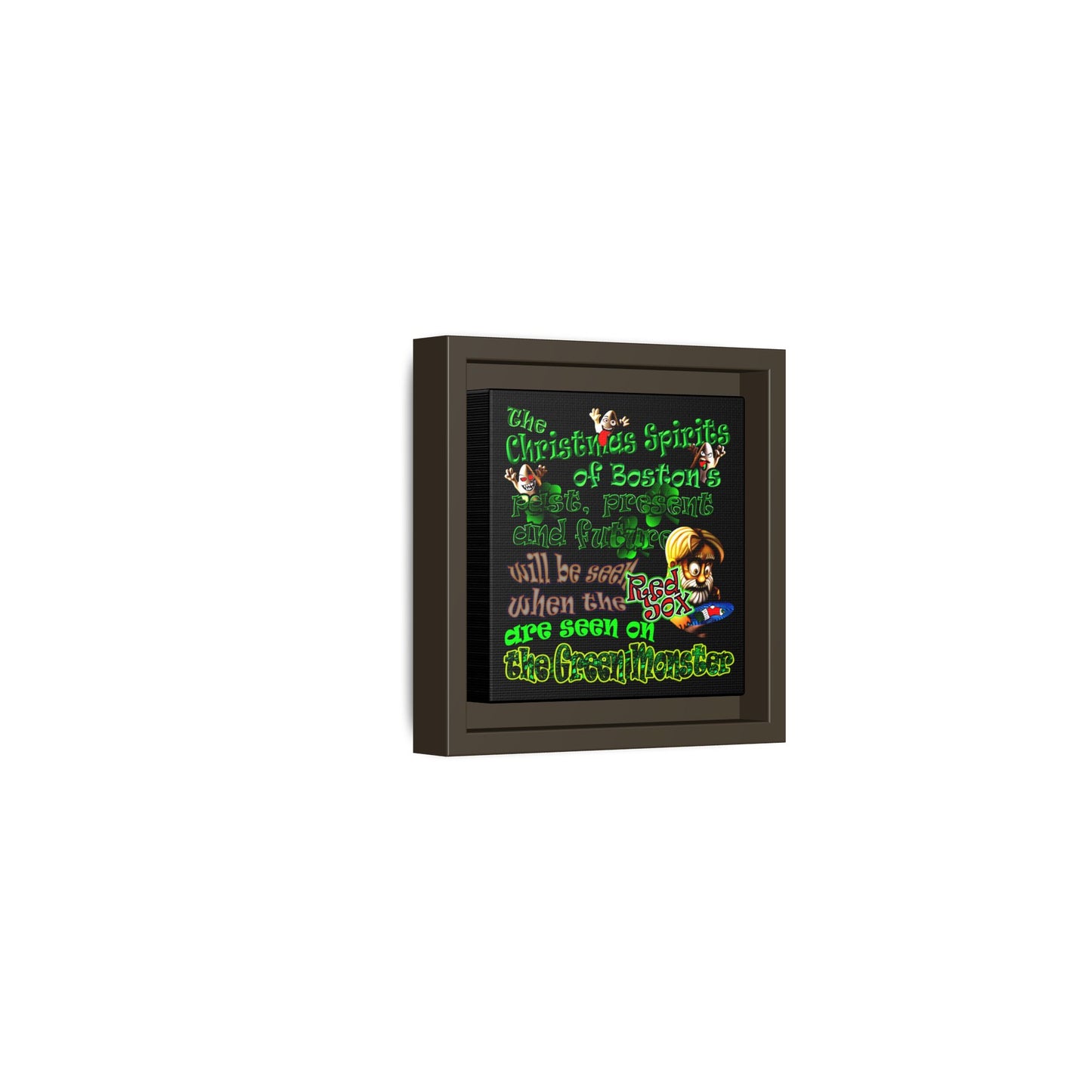 christmas spirits of boston - framed canvas art (black)