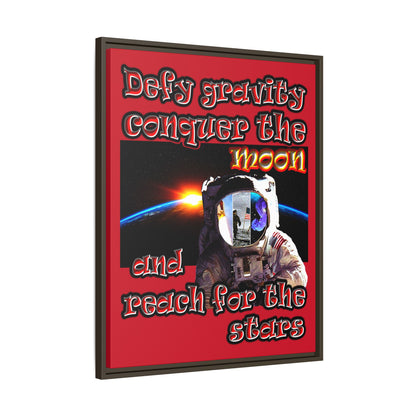 defy conquer reach - framed canvas art (dark red)
