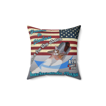 shoot for the stars - Spun Polyester Square Pillow - (brushed nickel)