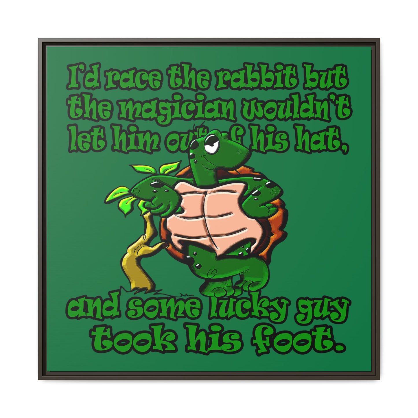 turtle race - framed canvas art (dark green)