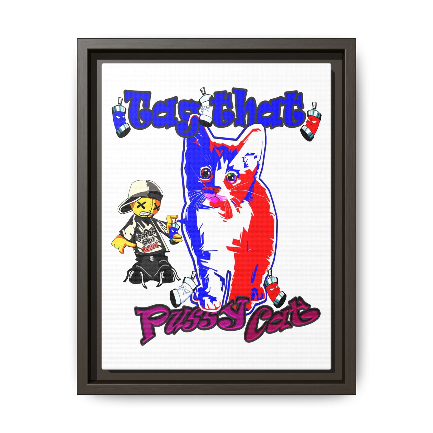 tag that - framed canvas art (white)