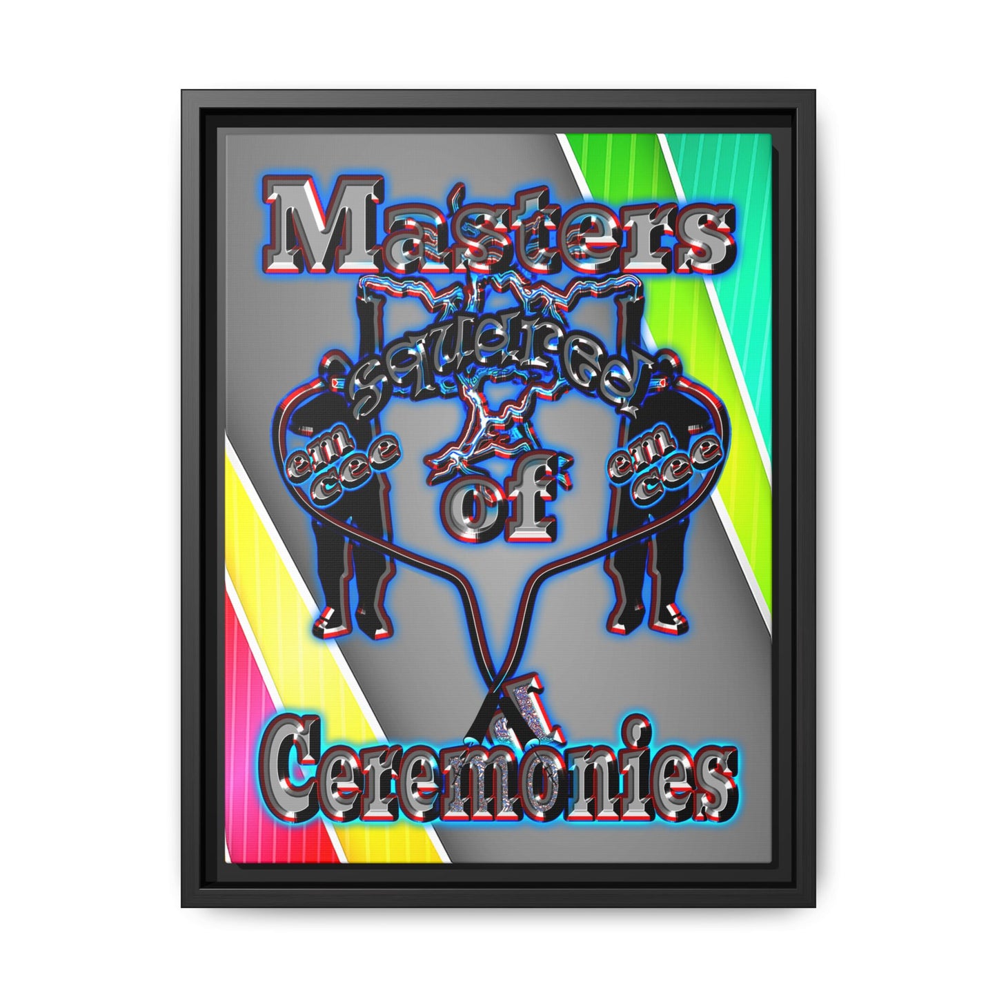 em cee squared - framed canvas art (rainbow split)