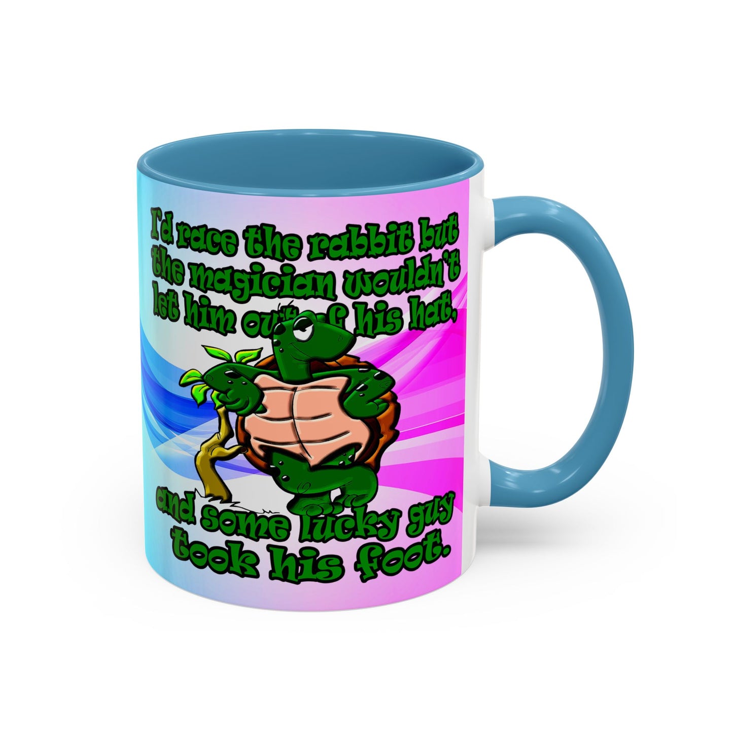 turtle race - Accent Mug (light blue-pink wave)