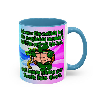 turtle race - Accent Mug (light blue-pink wave)