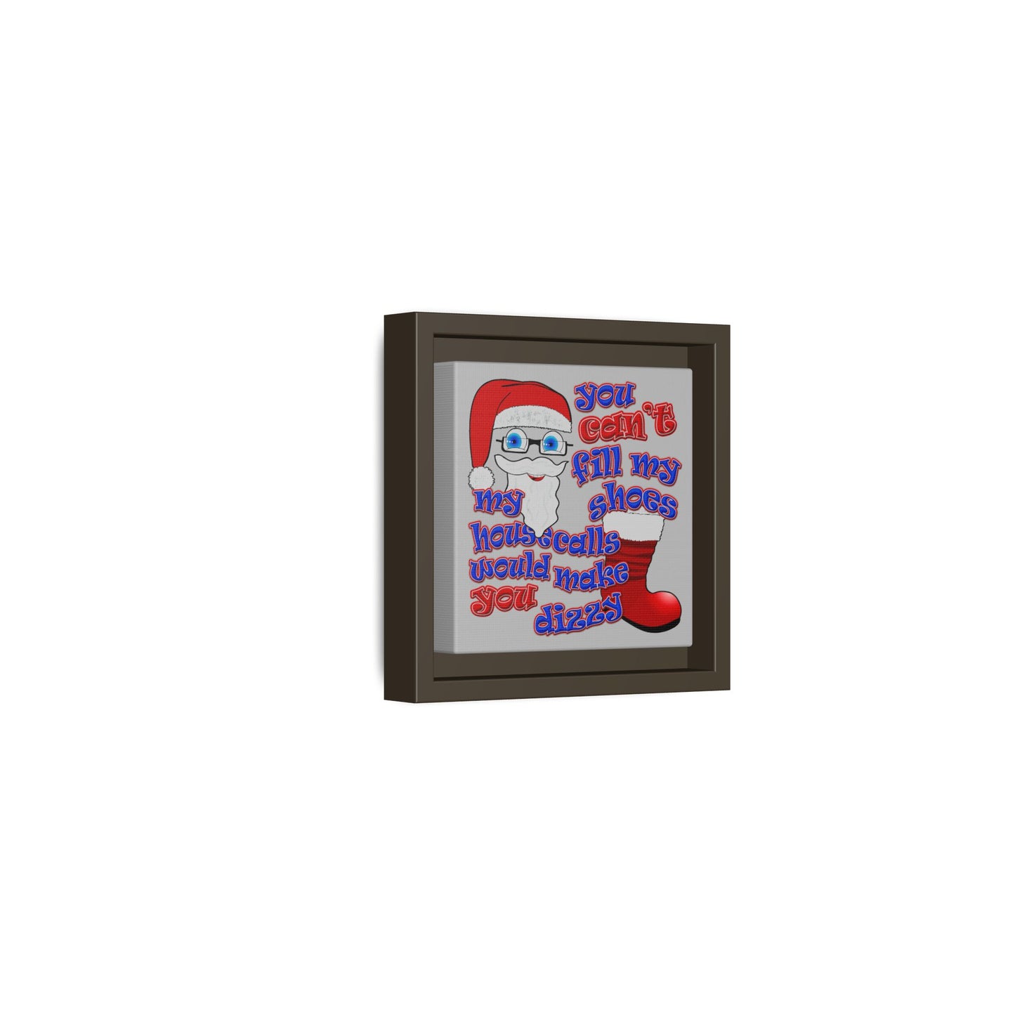 santa's shoes - framed canvas art (light grey)