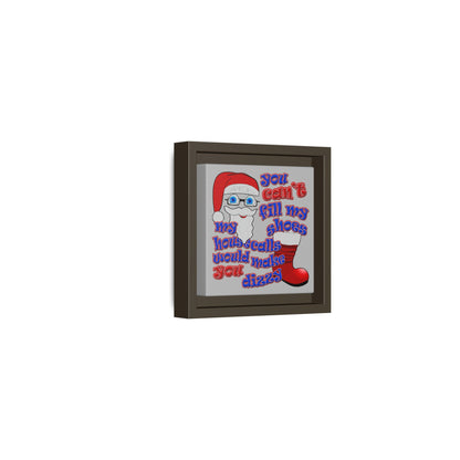 santa's shoes - framed canvas art (light grey)