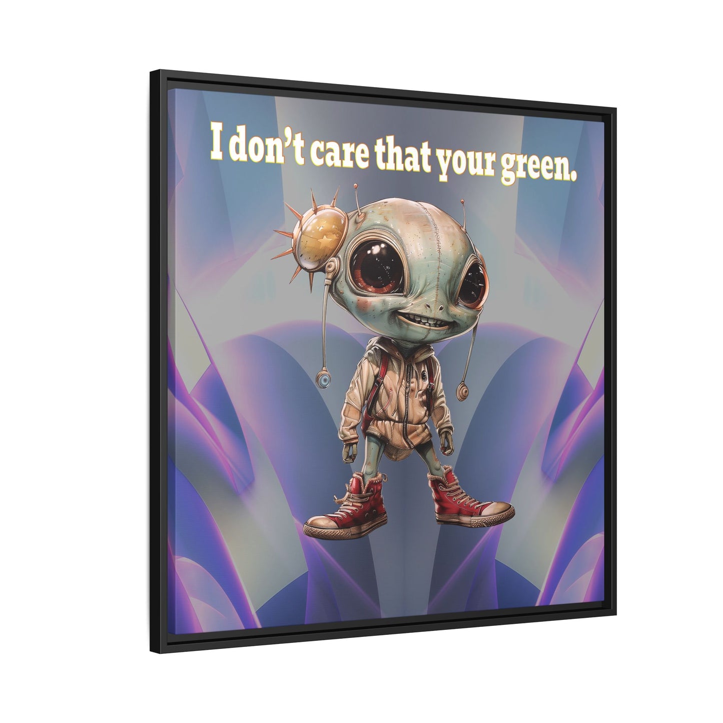 I don't care that your green - framed canvas art (grey-pink wave)