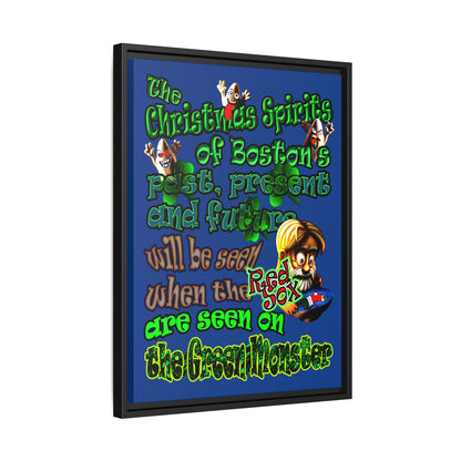 christmas spirits of boston - framed canvas art (dark blue)