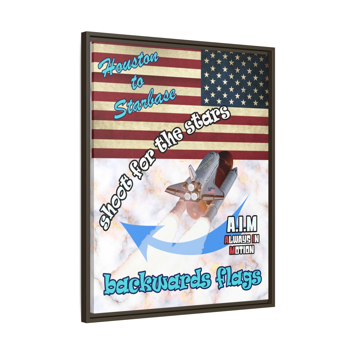 shoot for the stars - framed canvas art (white marble)