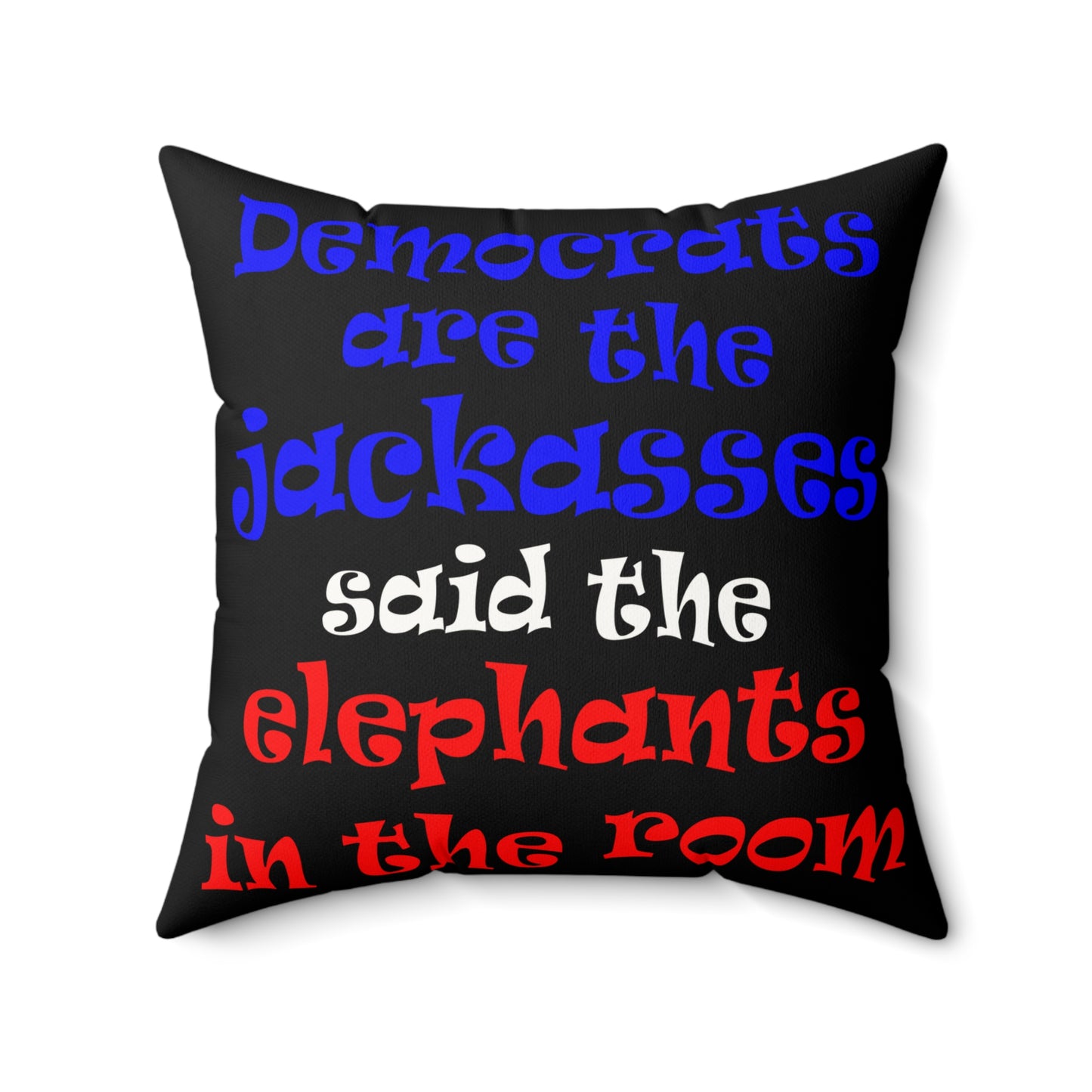donkeys and elephants - Faux Suede Square Pillow - (black)