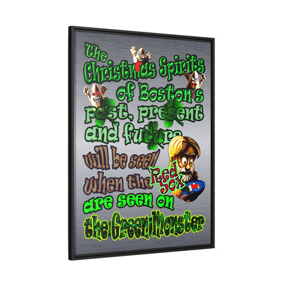 christmas spirits of boston - framed canvas art (brushed nickel)
