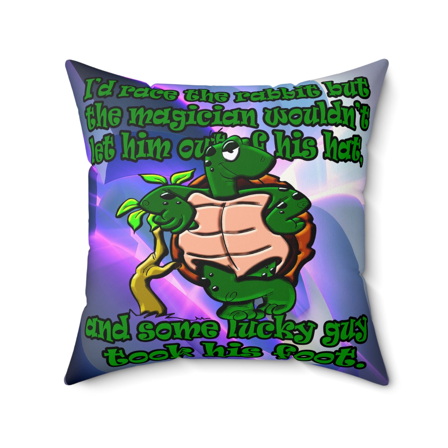 turtle race - Spun Polyester Square Pillow - (grey-pink wave)