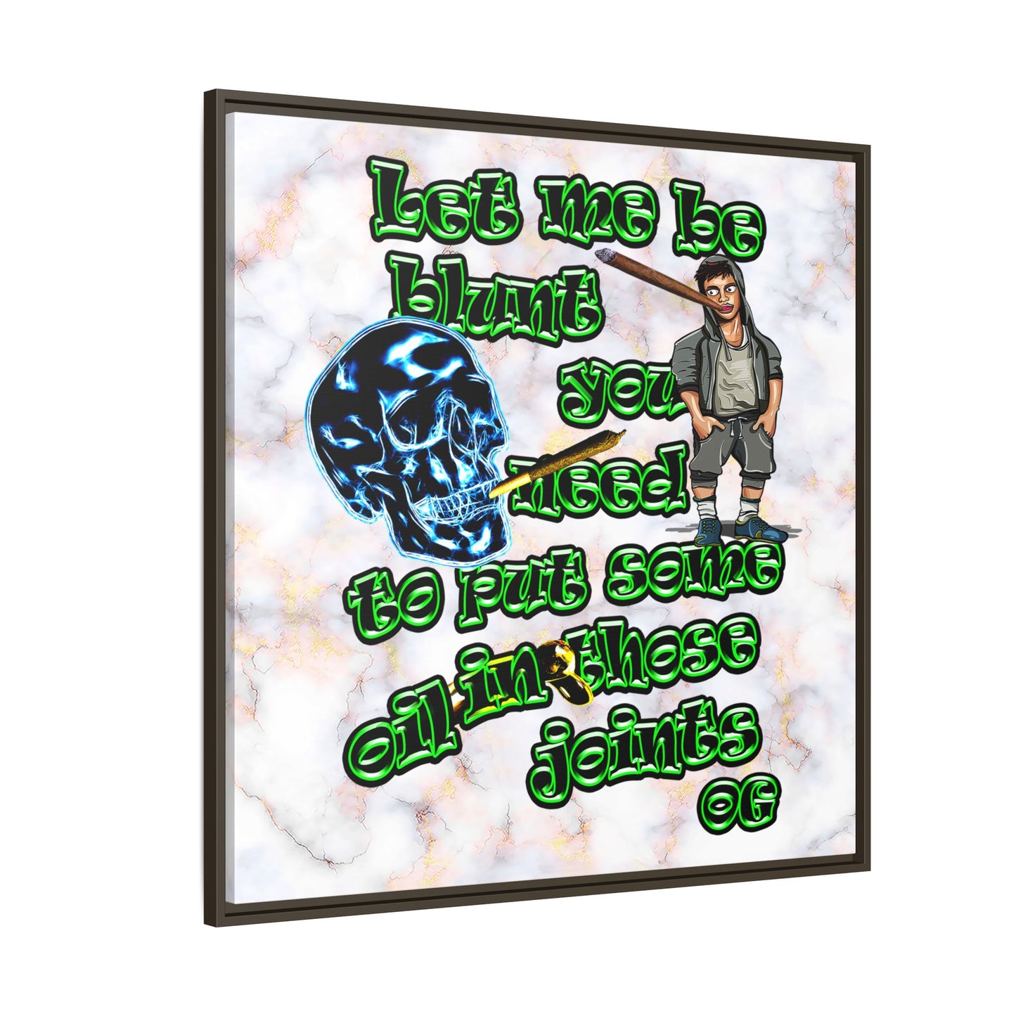 og - framed canvas art (white marble)