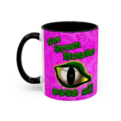 green monster - Accent Mug (pink swirl)