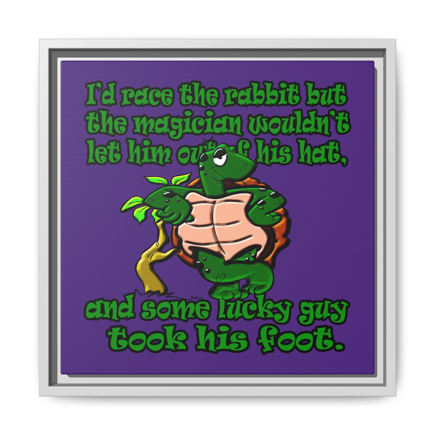 turtle race - framed canvas art (purple)