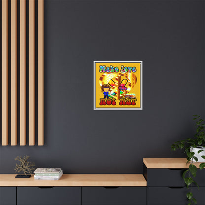 love peace - framed canvas art (yellow)