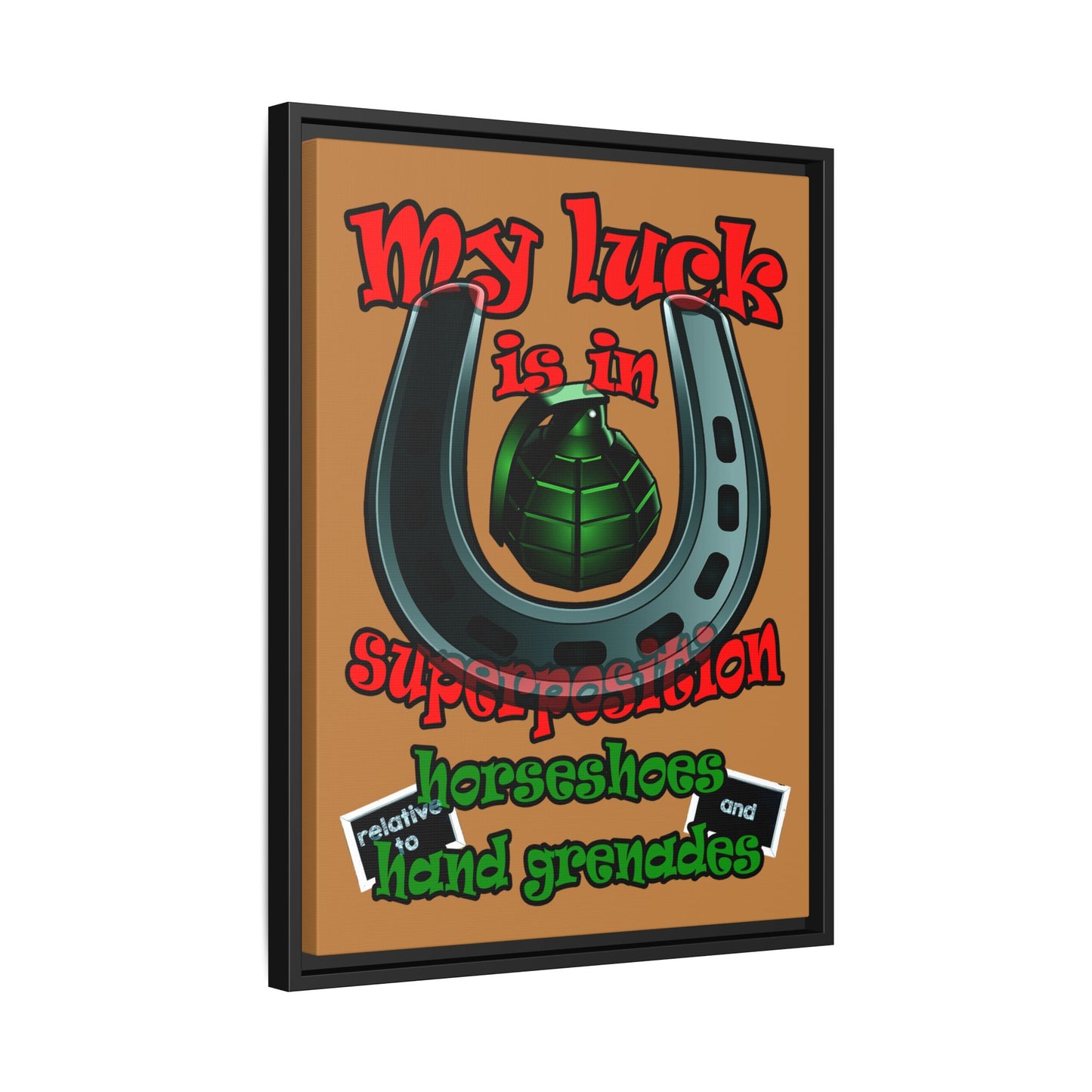 my luck - framed canvas art (light brown)