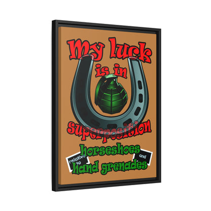 my luck - framed canvas art (light brown)