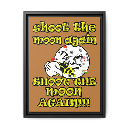 shoot the moon again - framed canvas art (light brown)