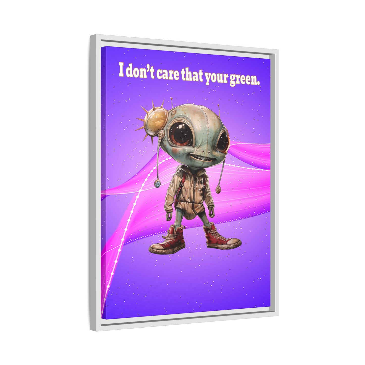 I don't care that your green - framed canvas art (purple-pink wave)