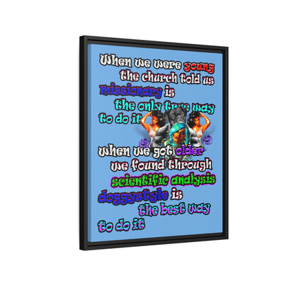 doggystyle - framed canvas art (light blue)