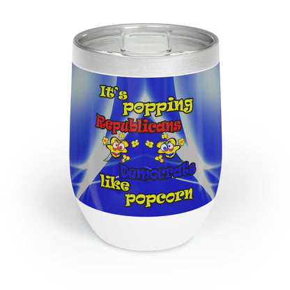 popping like popcorn - Chill Wine Tumbler (blue-white wave)