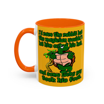 turtle race - Accent Mug (yellow)