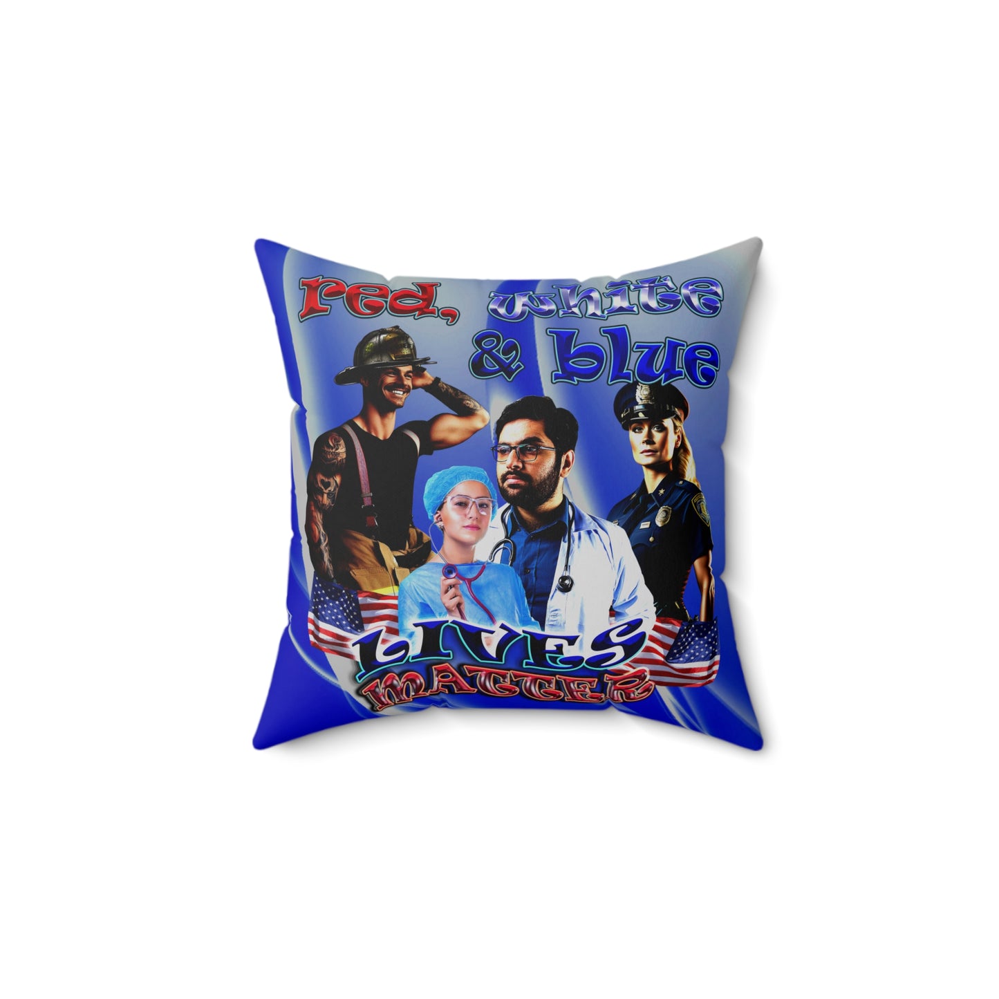 rw&b lives matter - Spun Polyester Square Pillow - (blue-white wave)
