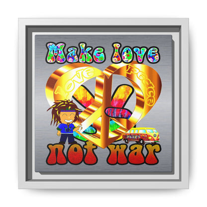 love peace - framed canvas art (brushed nickel)