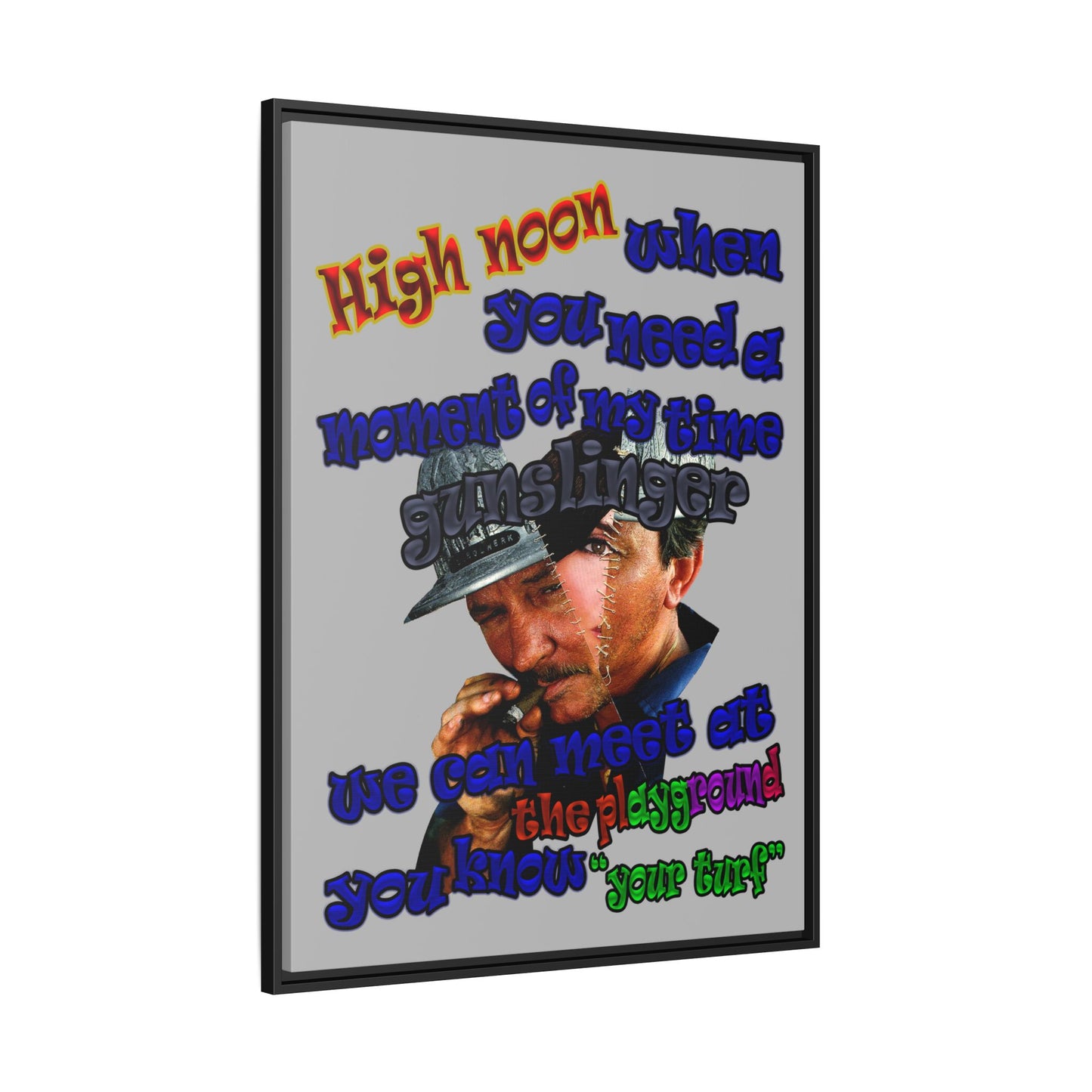 high noon - framed canvas art (light grey)