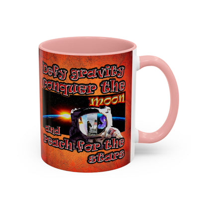 defy conquer reach - Accent Mug (burnt orange)