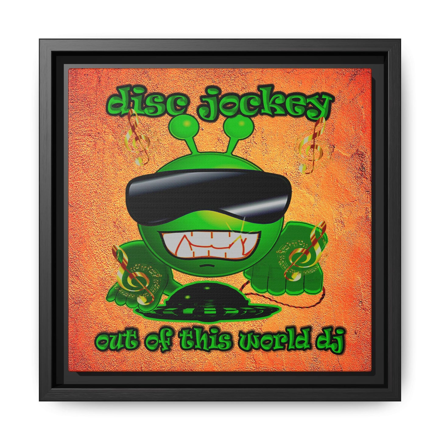 disc jockey - framed canvas art (burnt orange)