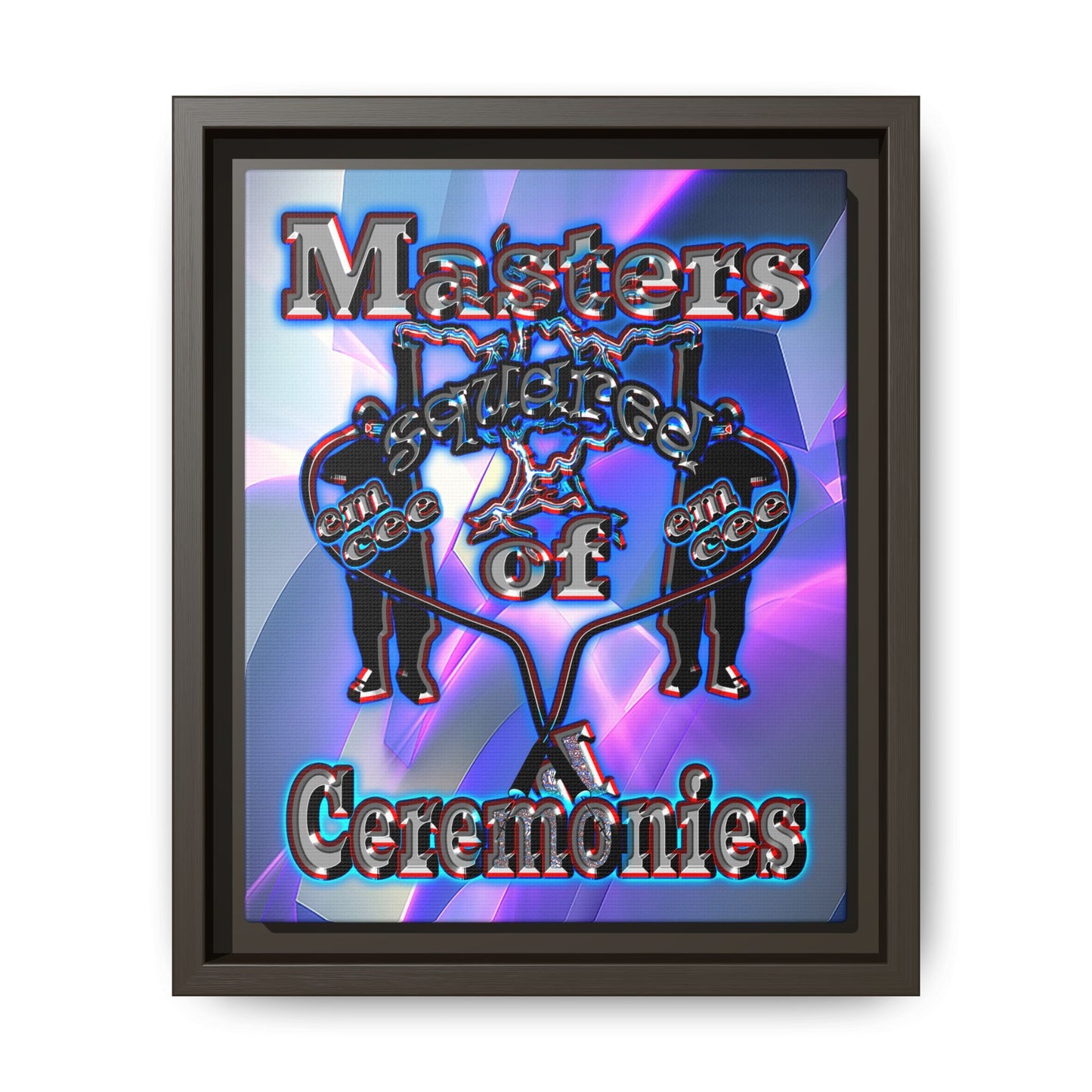 em cee squared - framed canvas art (grey-pink wave)
