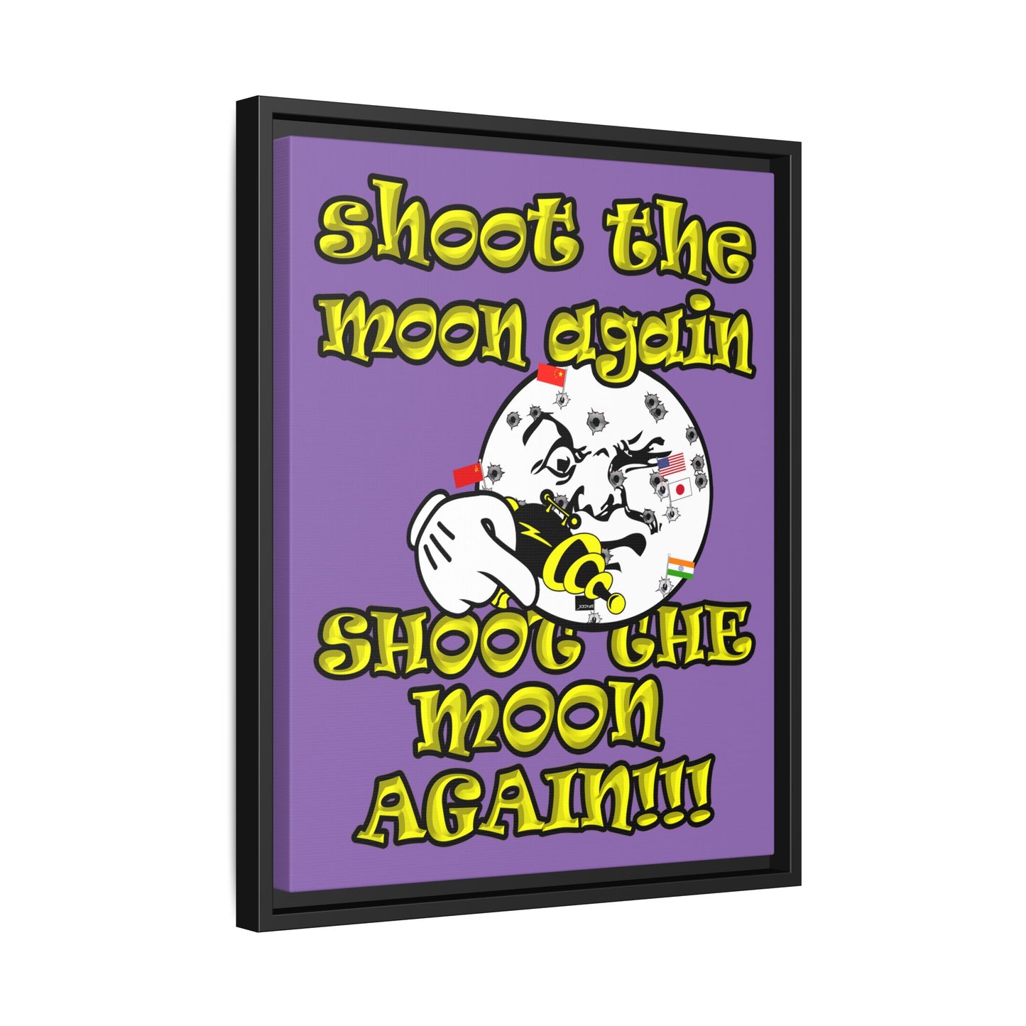 shoot the moon again - framed canvas art (light purple)