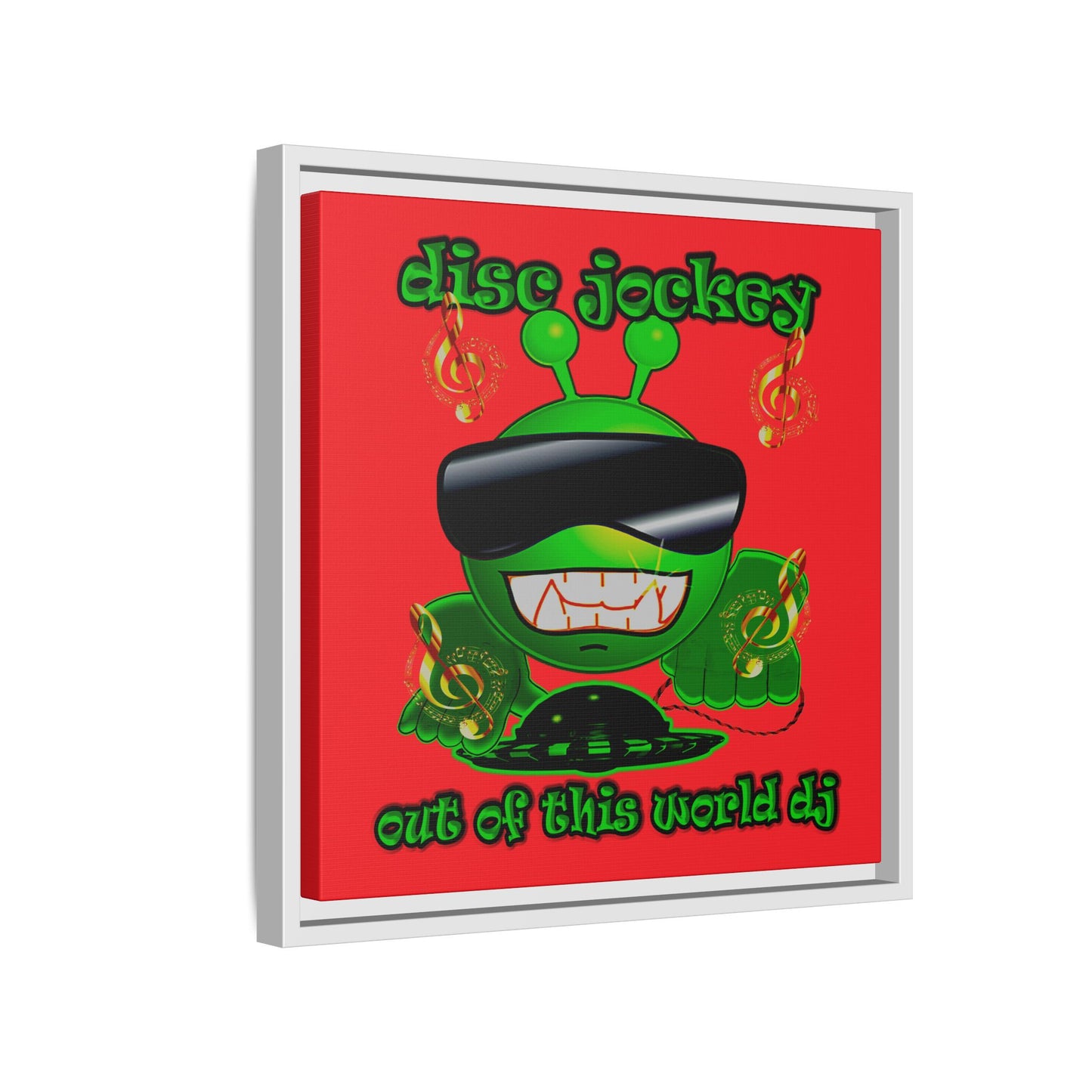 disc jockey - framed canvas art (red)