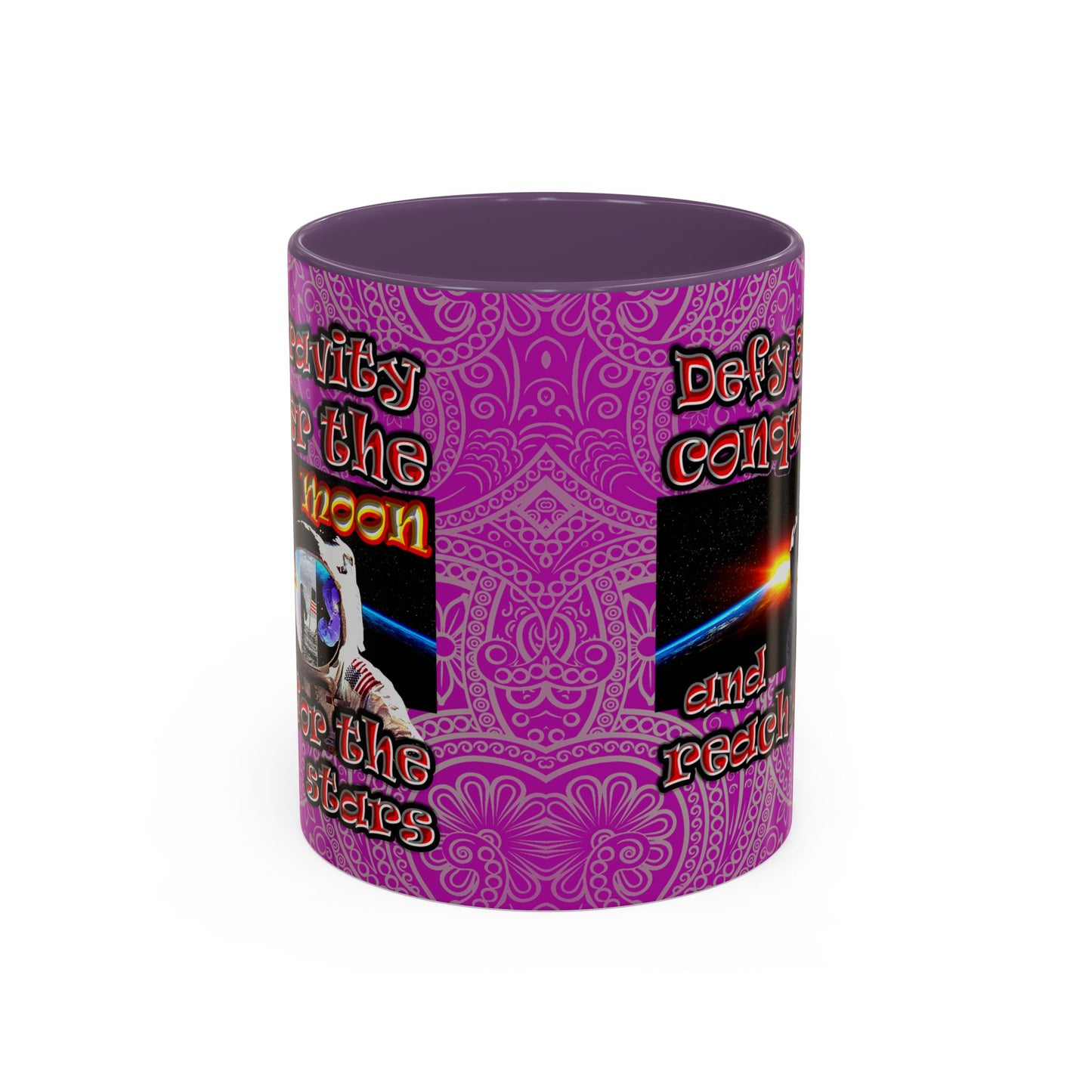 defy conquer reach - Accent Mug (pink swirl)