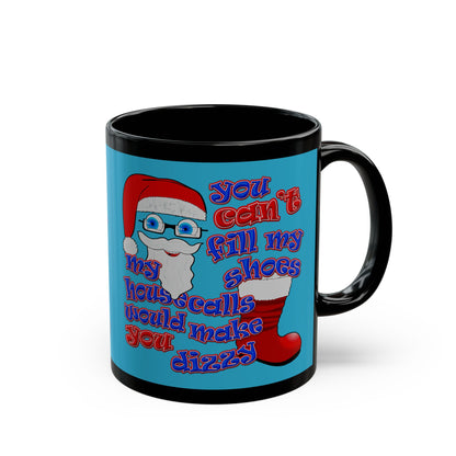 santa's shoes - Black Mug (turquoise)