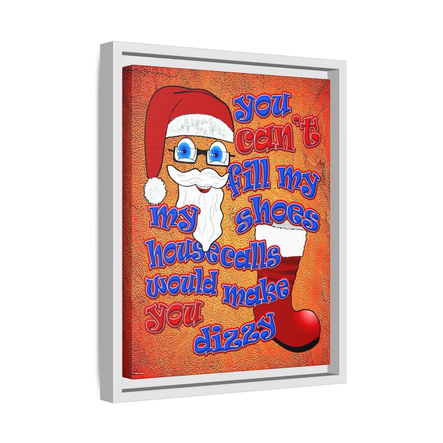 santa's shoes - framed canvas art (burnt orange)